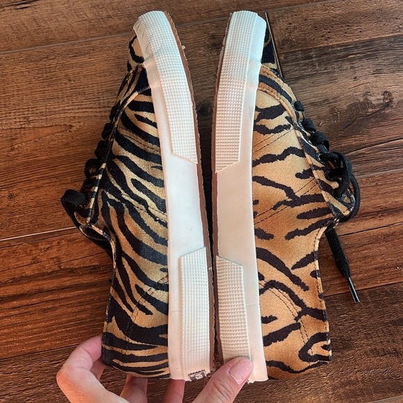 SUPERGA 2750 Fanvelw Womens Sz 8.5 Cognac Zebra Velvet Animal Print - Picture 7 of 10
